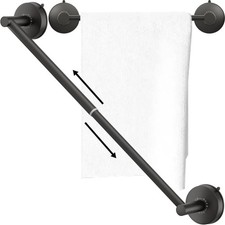 DGYB Adjustable Suction Cup Towel Bar for Bathroom 14 Inch  27 Inch Matte Black
