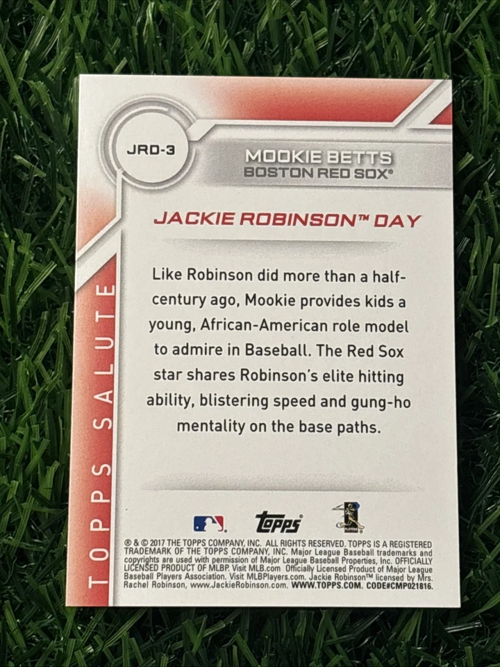 Mookie Betts 2017 Topps Jackie Robinson Day #JRD3 Boston Red Sox - Image 2 of 2