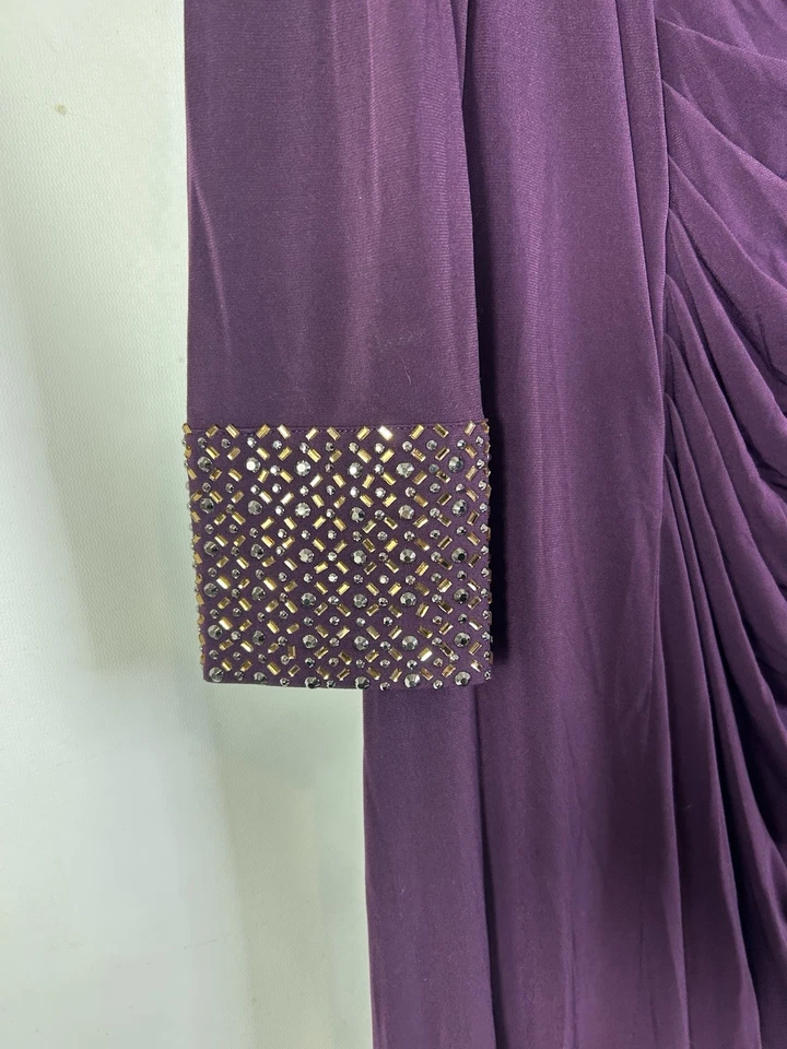 Calvin Klein Womens 14 Dress Gown Embellished Ruched Mother of Bride Wedding - Image 3 of 4