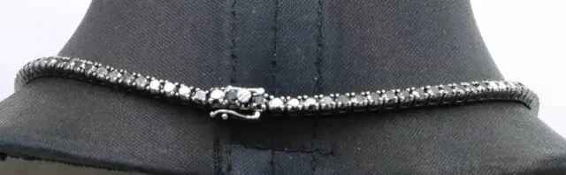 22Ct Round Black Lab Created Diamond Tennis 3MM Necklace 14K Black Gold Plated - Image 4 of 4
