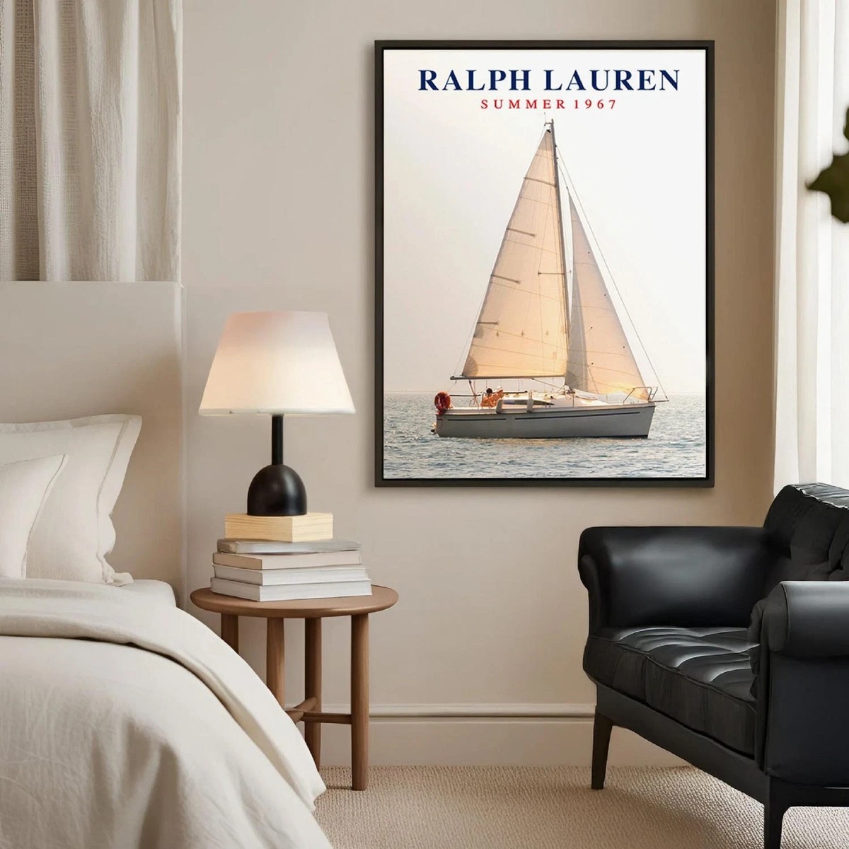 Vintage Polo Ralph Lauren Blue Nautical Sailing Poster, Vintage