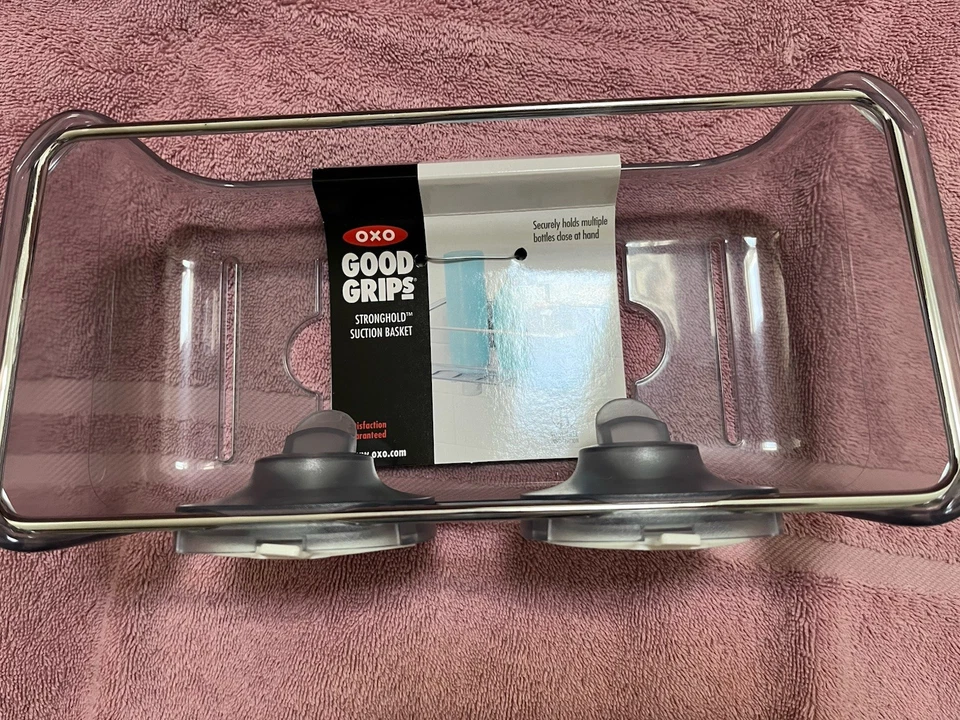 OXO Stronghold Suction Large Basket: Stainless Steel & Plastic Shower Organizer - Image 2 of 4