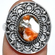 Spiny Oyster Turquoise - Arizona 925 Sterling Silver Ring s.7.5 Jewelry R-1256