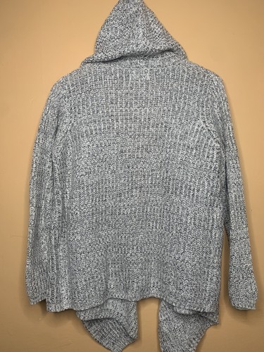 Sienna Sky Women Size Medium Sweater Cardigan Knit Open Front Black white Hooded - Picture 17 of 19