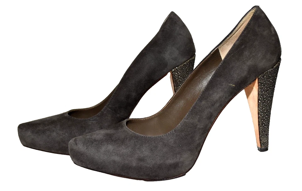 Zapatos de tacón Max Studio gris oscuro gamuza moteado astillado 4,25" plataforma talla 7M Foto 2 de 4