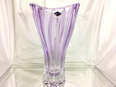 Crystal Glass Vase12 '' Centerpiece Flower Bud Vase Purple Color Bohemia Crystal 