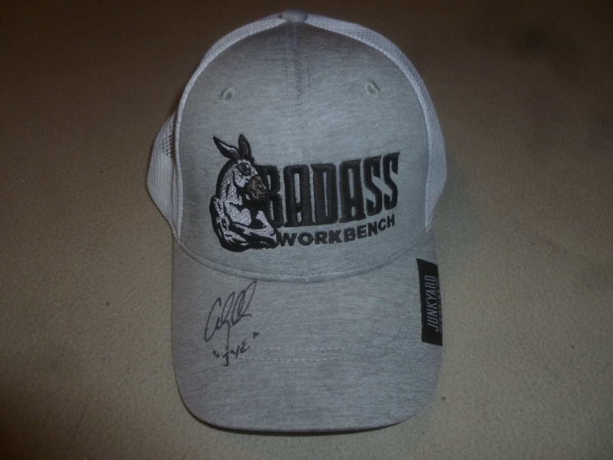 SIGNED BADASS WORKBENCH JUNKYARD EMPIRE HAT AUTOGRAPHED BASEBALL CAP GREY