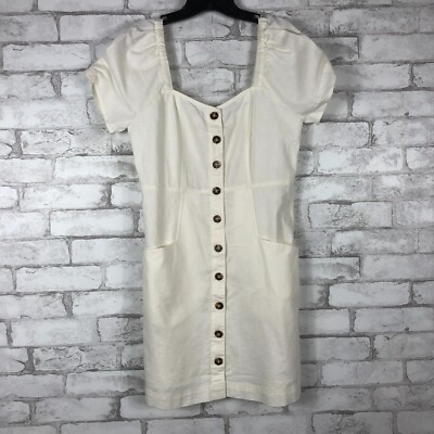 MADEWELL Women's White $118 Linen-Cotton Puff-Sleeve Mini Dress SZ 2 NF915  | eBay