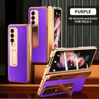 For Samsung Galaxy Z Fold 2/3 5G 360° Full Body Plating Leather Stand Case Cover