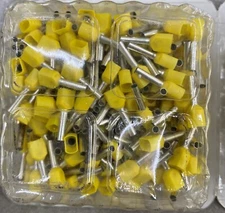 BM 00555 Insulated End Sleeve/Bootlace Lug, 2 X 1mm2/18 AWG,Yellow, 200 Pc's Pkt