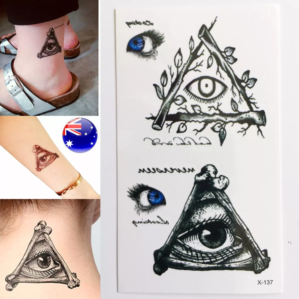 Illuminati temporary Tattoo - 4 intense eye conspiracy removable Temp  Tatoos | eBay