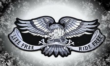 Eagle Adler Live Free Vintage Patch Rückenaufnäher  Biker Kutte Aufbügler