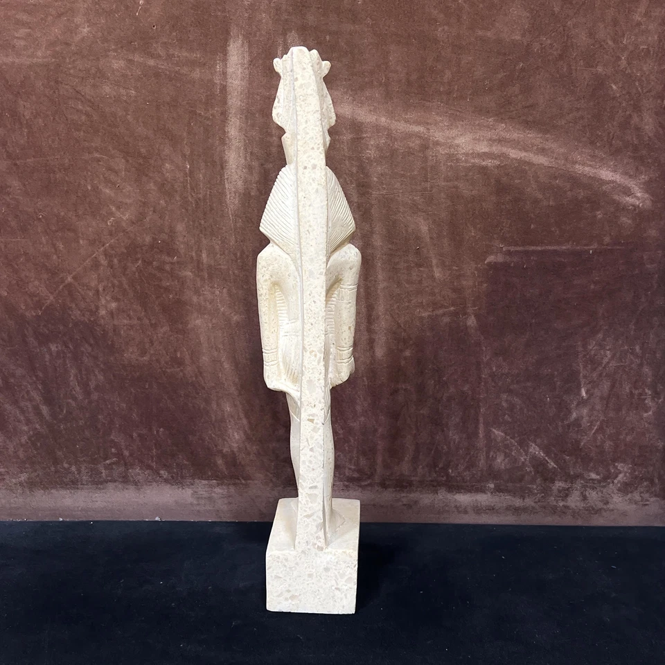 Estátua de pedra branca faraó rei Ramsés II, pedra de mármore Ramsés II estatueta de rei - Imagem 3 de 4