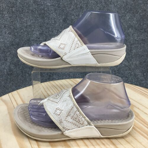 BareTraps Sandals Womens 8 M Dasie Slide White Slip On Casual Toe Post Wedge - Picture 2 of 16