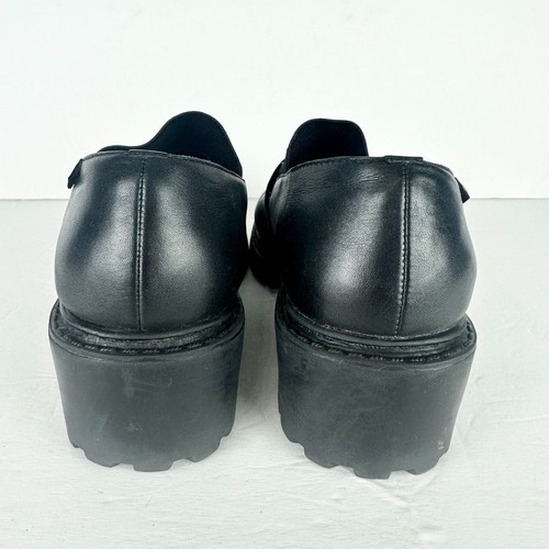 Esprit Vintage 90s Y2K Harrison Leather Chunky Loafers Size 8.5 Black Lug Sole - Picture 6 of 8