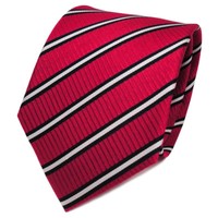 Tigertie Designer Seidenkrawatte Rot Silber Schwarz Gestreift - Krawatte Seide
