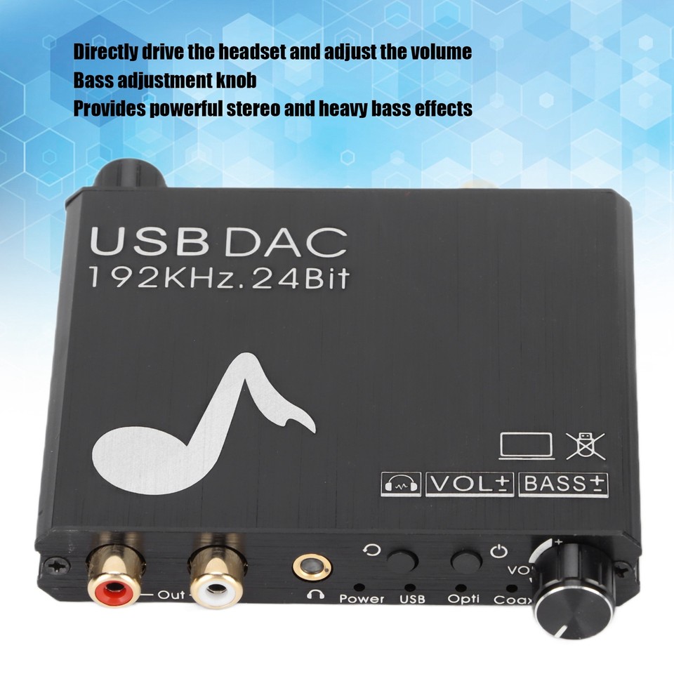 192kHz Digital To Analog Audio Converter 24‑Bit Stereo L/R Audio