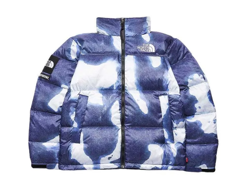 Veste Nuptse imprimée denim blanchi Supreme The North Face indigo