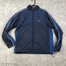VTG Nike Track Jacket Full Zip Gray Tag Size Medium Blue Swoosh Logo 90's