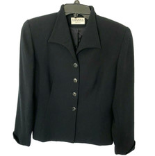 Vintage Gianni Wool Blazer Women's Jacket Lined Black With Black Buttons, EUC!!