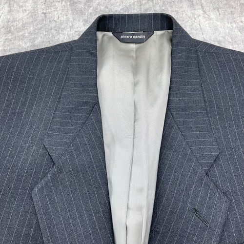 Pierre Cardin Suit Men 42 Gray White Pinstripe 36"Wx 31"L Pleat USA Union Made - Picture 3 of 24