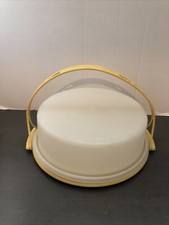 VINTAGE HARVEST GOLD TUPPERWARE PIE CADDY 719-1, CAKE/PIE CARRYING CONTAINER