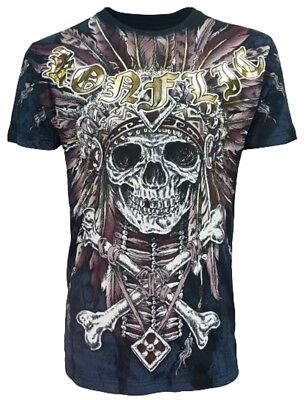 STAR GAZER Konflic T-shirt skull têtes de mort Biker Rocker Tatouage Ink konflic Cloth 