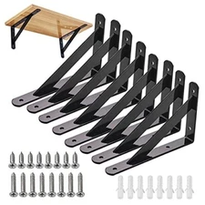 8Pcs Shelf Brackets Heavy Duty Triangle Shelving Brackets Right Angle Wall Mo...