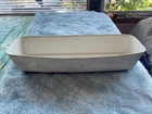 Vintage Grey Shawnee USA Planter, Woodgrain-Look on Black Base, MCM, 14" #1207