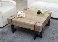 Wohnzimmertisch HWC-A15, Couchtisch, Tanne Holz Rustikal Massiv 70X70Cm