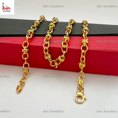 ECHTES GOLD 18 Kt, 22 Kt Punze Gelbgold Curb Cuban Halskette Herren Kette - Bild 1 von 4
