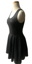 EXPRESS BLACK DRESS Womens XS Sleeveless Stretchy Zip Back Fit And Flare Emboss