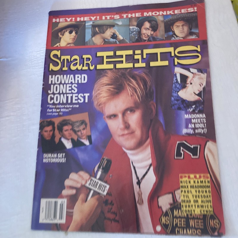 Vintage magazine star hits March 1987 Howard Jones, Monkees, Madonna etc