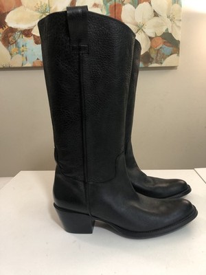 STEVEN by Steve Madden Black Leather Pull-on Western Boot 2'' Heel Women 10 EU 41