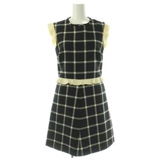 Red Valentino Wool Check Sleeveless Mini Dress Size 38 Black Cream from Japan