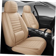 Full Coverage Leather Car Seat Covers Full Set Universal FULL SET XT04 Beige