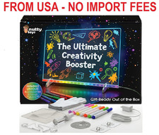 Nutty Toys Magic LED Drawing Board - 10 Light Up Modes - XL 16" Dry Erase Glow N