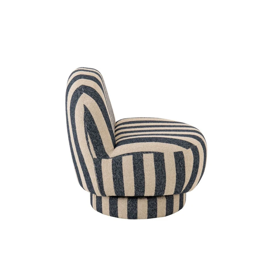 Fauteuil à Rayures "Ligné" 76cm Bleu & Blanc Cassé - Photo 3/4