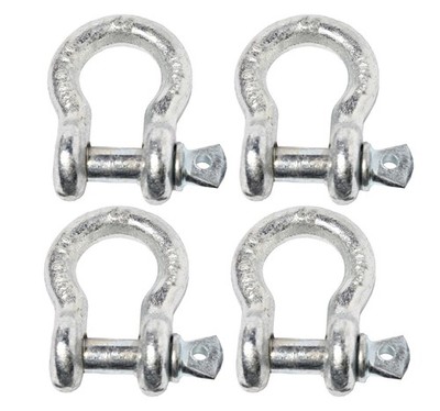 4x 3/8'' Bow Shackle D-Ring w Clevis Screw Pin Anchor WLL 1 TON 2200 lbs capacity