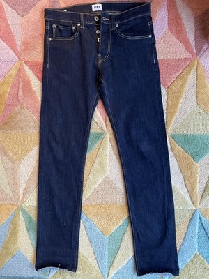 Edwin ED-80 Slim Tapered Stretch Selvage Denim Jeans W30 L34 Indigo *Cut Hems*