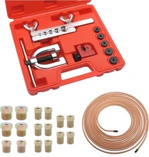 3/16 Brake Line Kit with 16 Fittings and Tubing Bender,Double Red 
