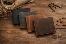Leather Wallet for Men, Bifold Slim Leather Wallet, Minimalist Leather Wallet