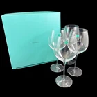 Tiffany Crystal Glass 4 Burgundy Wine Goblets Classic Home Vintage 1980s