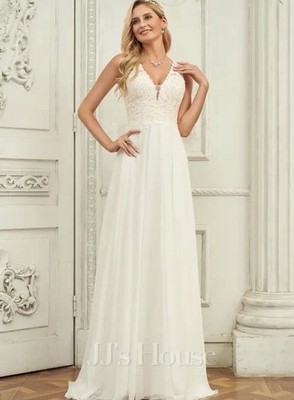New JJ House Maire a-Line Lace Wedding Dress (Size 10 / medium) | eBay