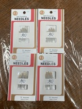 Lot of 4 - 12 Pack Self-Threading / Easy to Thread Sewing Needles Various Sizes