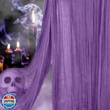 Vellibring 400" x 85" Halloween Creepy Cloth Decoration,Large Purple Spooky F