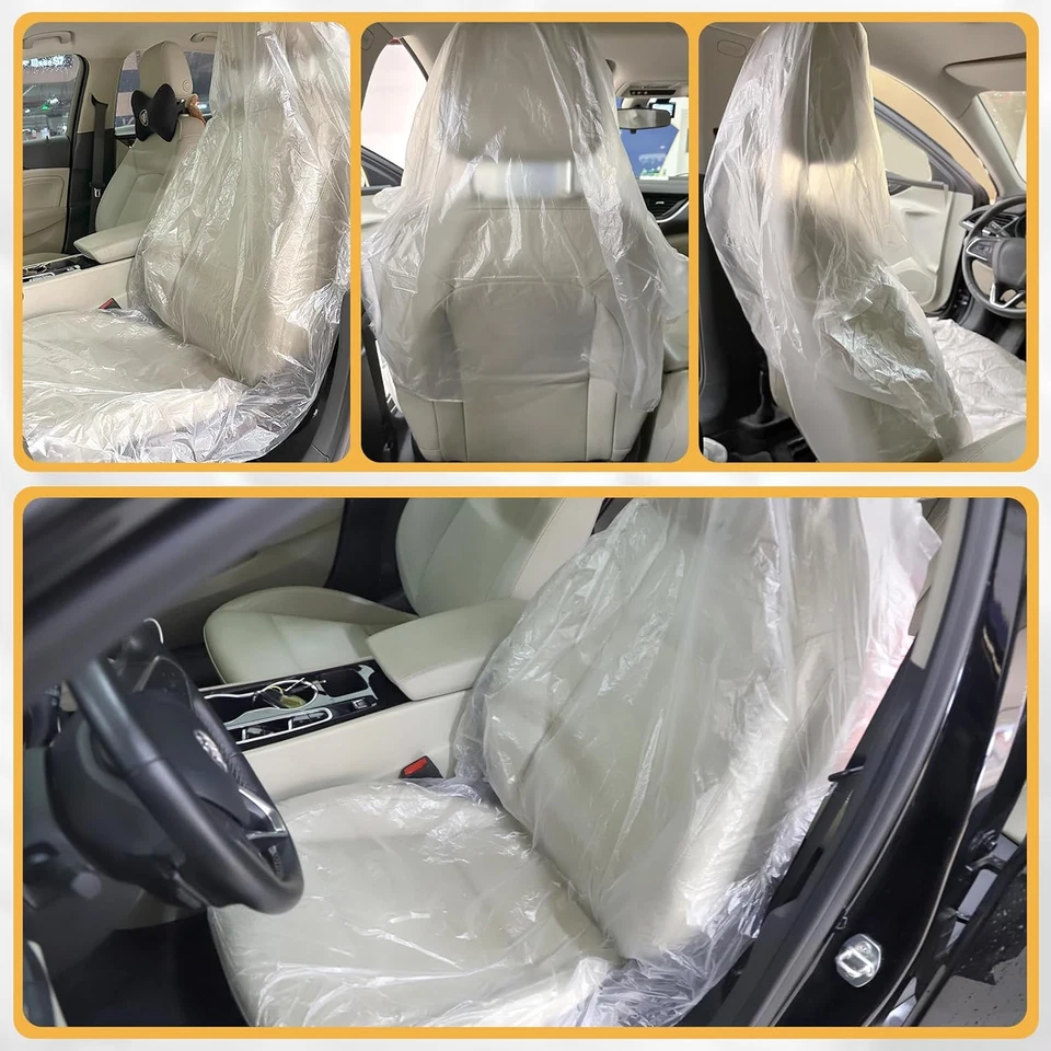 Set Di 100 Pezzi Coprisedili Auto in Plastica Trasparente Monouso, 140X80 Cm, Co - Immagine 4 di 4