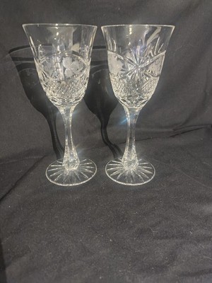 Pair Of Crystal Clear  Tall Water Goblets 8 7/8''