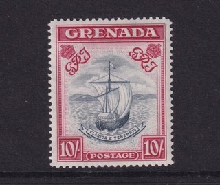 GRENADA 1943 GVI 10/ BLUE BLACK & CARMINE ( NARROW ) SG163e MNH CAT £45