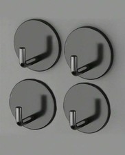 Stainless Steel Black Self Adh Hooks Strong Sticky Stick on Wall Door Hooks-4PK